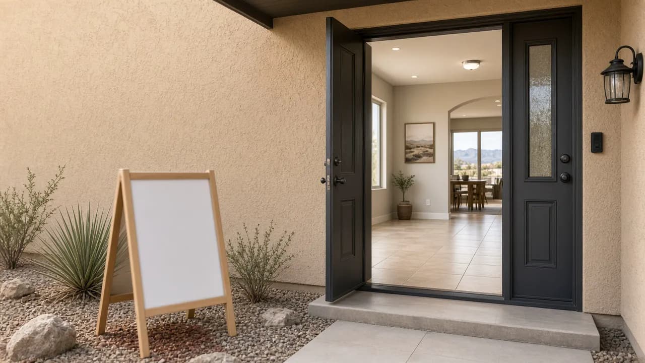 Open house entry at a southwest Las Vegas home in the Rhodes Ranch area